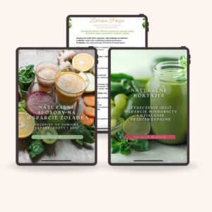 Pakiet ulga dla brzucha: lekkostrawny jadłospis, przepisy na koktajle, przepiśnik z shotami, mieszankami ziołowymi, sokami